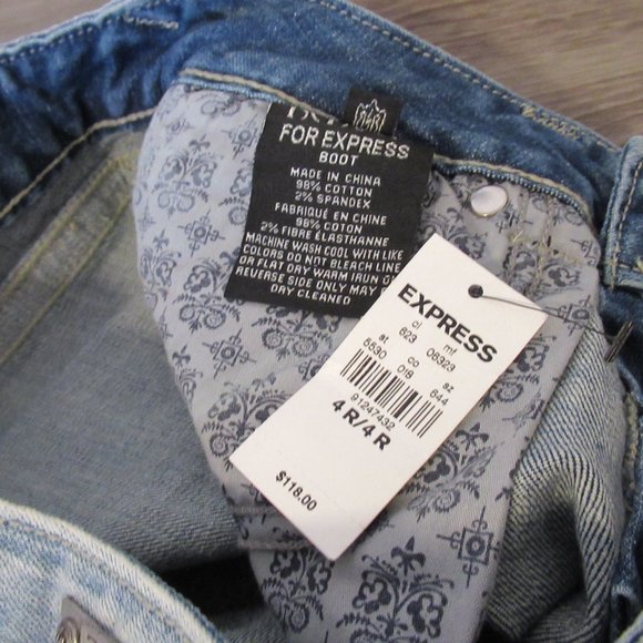 NWT EXPRESS REROCK BOOT Bootcut Blue Jeans Womens Size 4R 4 Regular - Picture 6 of 13